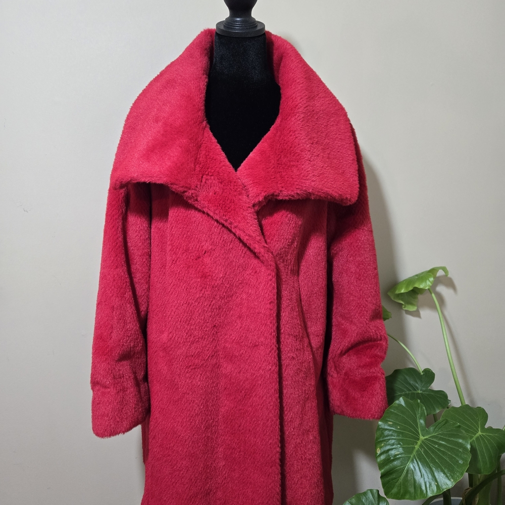 Coldwater Creek Hot Pink Teddy Coat with Wide Collar